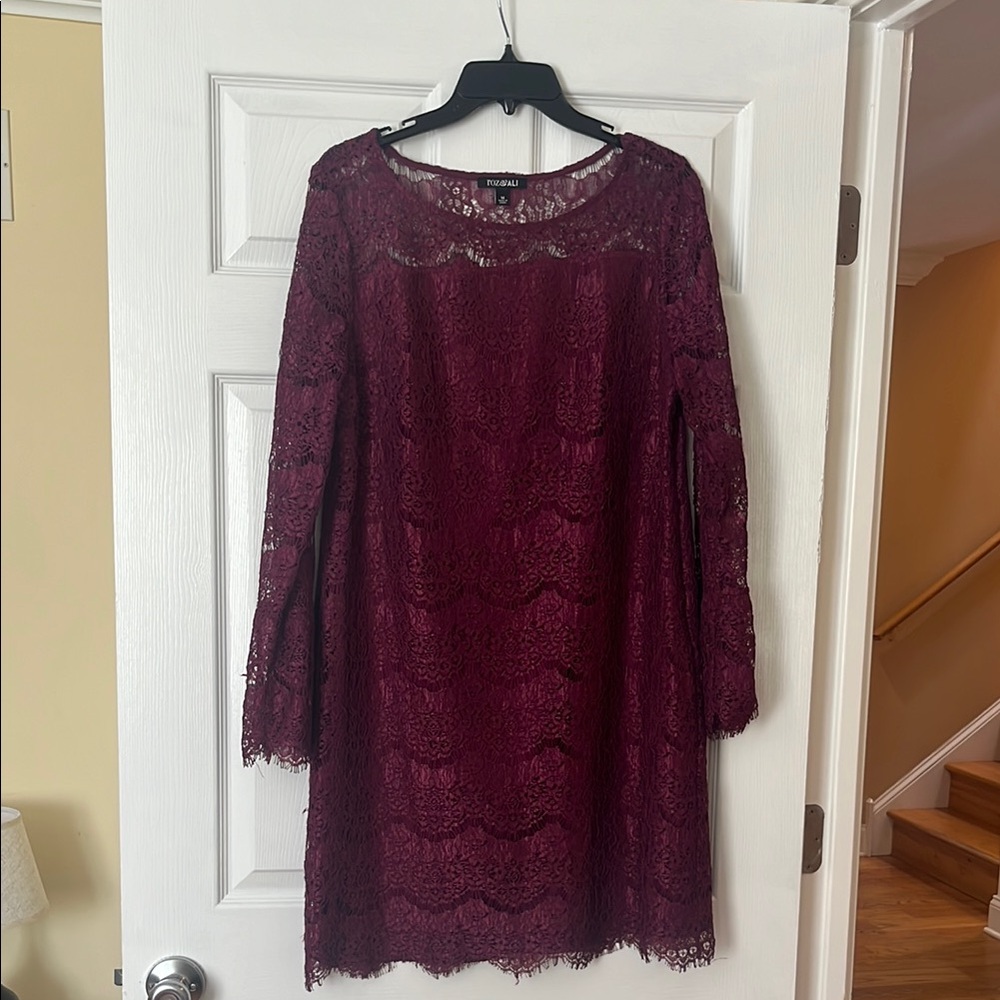 Elegant Lace Burgundy Dress